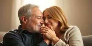 Couple relaxing together intimately