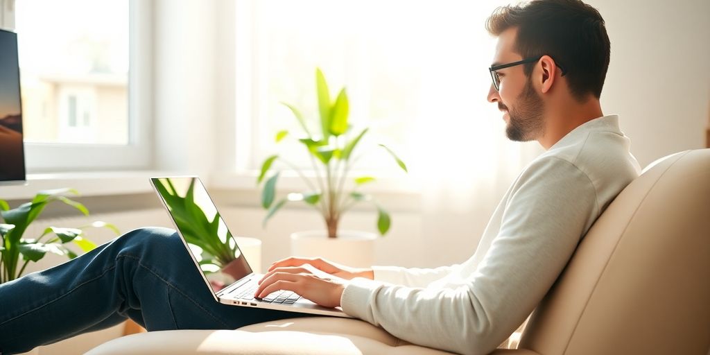 Person working remotely with a laptop.
