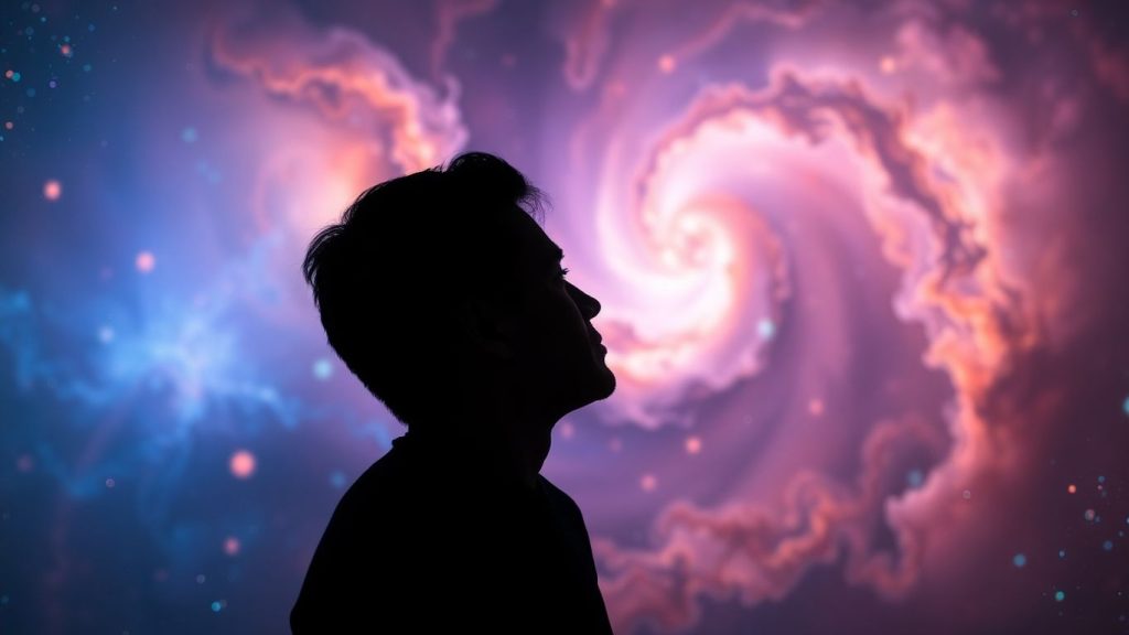 Person looking at a colorful nebula